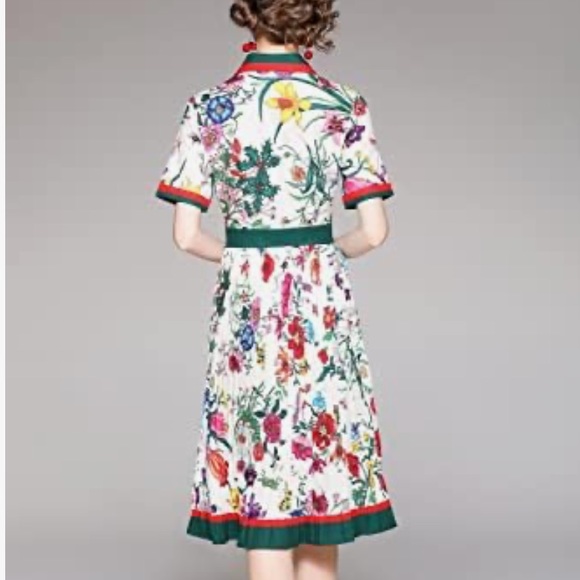 New DALIA MACPHEE SHORT SLEEVE PLEATED FLORAL DRESS - Picture 10 of 14